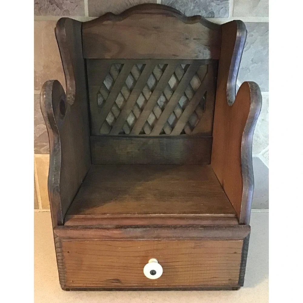 Vintage Rustic Wood Cookbook Holder Organizer Farmhouse Decor
